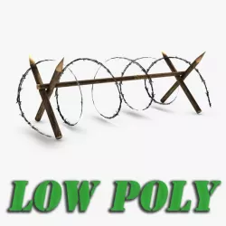 Low poly barbed wire barricade 3d model