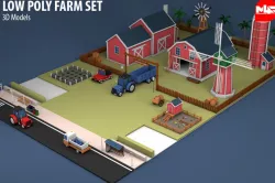 Low Poly Farm Set 3d model