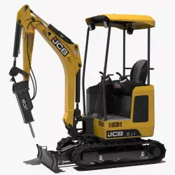 Mini Excavator JCB 18Z1 with Breaker Hammer 3d model