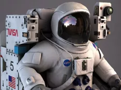 NASA Astronaut with MMU backpack rigged for Maya 3d model