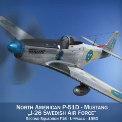 North American P-51D Mustang - Swedisch Airforce 3d model