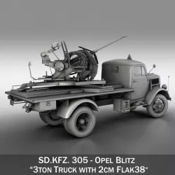 Opel Blitz with 2cm Flak 38 3d model