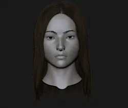 Realistic head cute asian girl 3d model