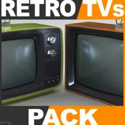 Retro Style Television Sets Pack 3d model