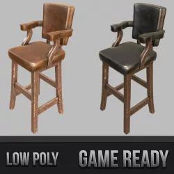 Rustic Bar Stool 3d model