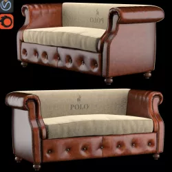 Sofa POLO BROWN LEATHER 3d model
