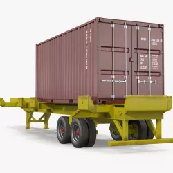 Trailer with 20ft ISO Container 3d model