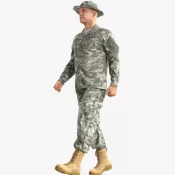 US Soldier ACU Walking Pose Fur 3d model