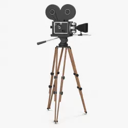 Vintage Video Camera and Tripod 3d model
