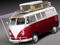 Volkswagen Camper Van 1950 Open 3d model