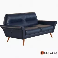 West Elm Denmark Leather Loveseat 3d model