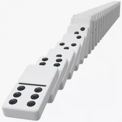 White Domino Knuckles Falling in a Row 3d model