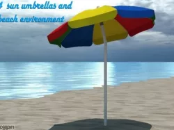 4 Beach umbrellas and beach environment  3d model