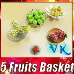 5 Fruits + 5 Basket collection 3d model