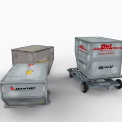 Airline Containers and Trolley 3d model