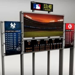 Baseball stadium scoreboard low poly 3d model