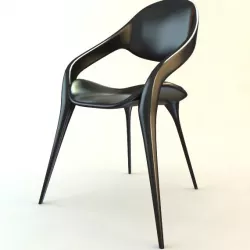 Black Plastic Chair Stackable 3d model