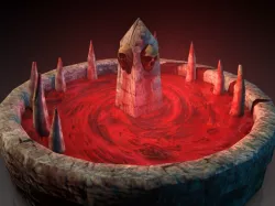 Blood fountain with skulls animated 3d model