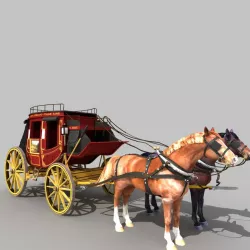 Carriage and Horse 01 3d model