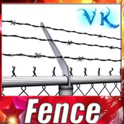 Chainlink fence, Barbed wire 3d model