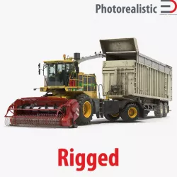 Combine Harvester CMC Saturne 5800 with Trailer Rigged 3d model