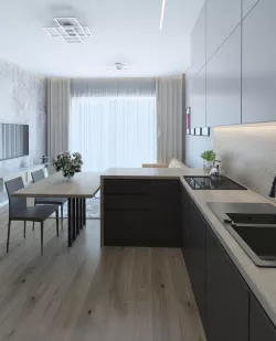 Cozy little living room with concrete decor 3d model