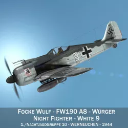 Focke Wulf - FW190 A8 - White 9 3d model