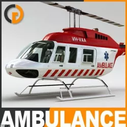 Helicopter - Ambulance Bell 206L with Interior 3d model