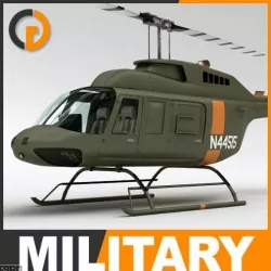 Helicopter - Military Bell 206L with Interior 3d model