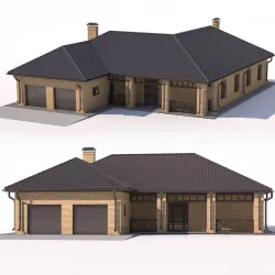 House with garage 3d model
