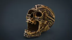 Human Head Skull with Ancient Tribal Tattoo 3d model