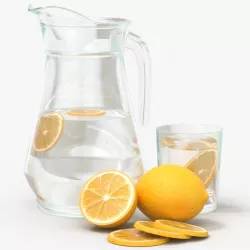 Jar with water and lemon slices 3d model