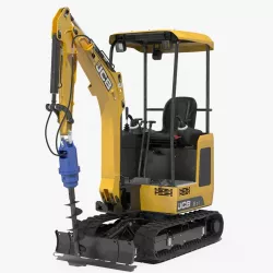 JCB Tracked Mini Excavator with Earth Drill Clean 3d model