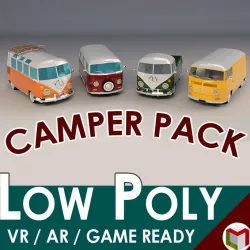 Low Poly Camper Van Pack 3d model