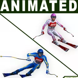 Male And Female Skier CG 3d model