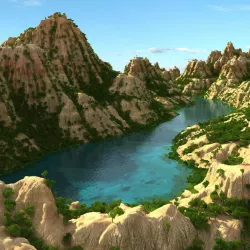 Mountain terrain with lake 3d model
