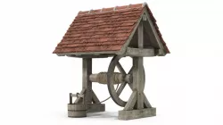 Old Water Well with Pulley and Bucket 3d model