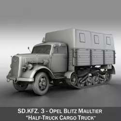 Opel Blitz Maultier - Half-Truck Cargo truck 3d model