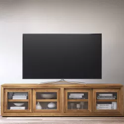 RECLAIMED RUSSIAN OAK GLASS MEDIA CONSOLE 3d model