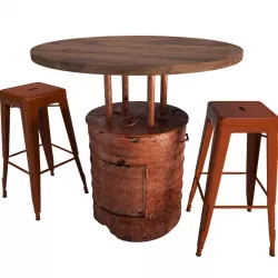 Red Barrel Table and Tolix Barstools 3d model