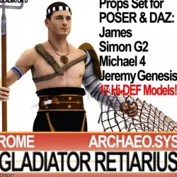 Roman Gladiator Retiarius Props Poser Daz 3d model