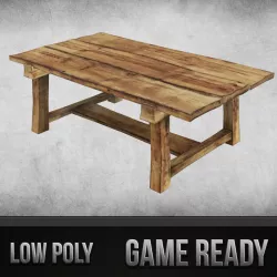 Rustic Wood Table 01 3d model