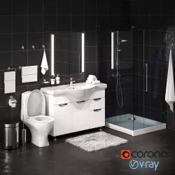 Set of bathroom equipment and accessories for bathrooms 3d model