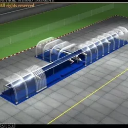 Solar impulse with inflatable hangar 3d model