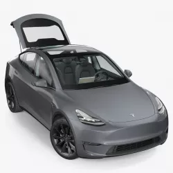 Tesla Model Y Silver Rigged 3d model