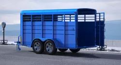 Three Horse Slant Blue Horse Trailer 3d model