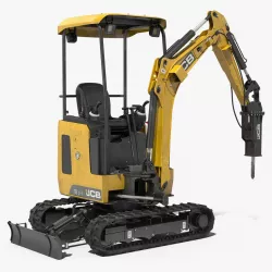 Tracked Mini Excavator JCB 18Z1 with Breaker Dirty Rigged 3d model