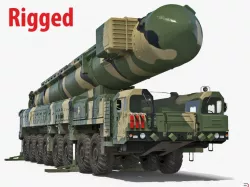 Transporter Erector Launcher with RT-2PM Topol-M Ballistic Missile Rigged 3d model