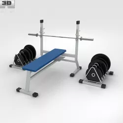Weight Bench with Weights 3d model