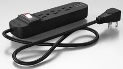 3 Outlets Smart Black Mini Power Strip with USB 3d model